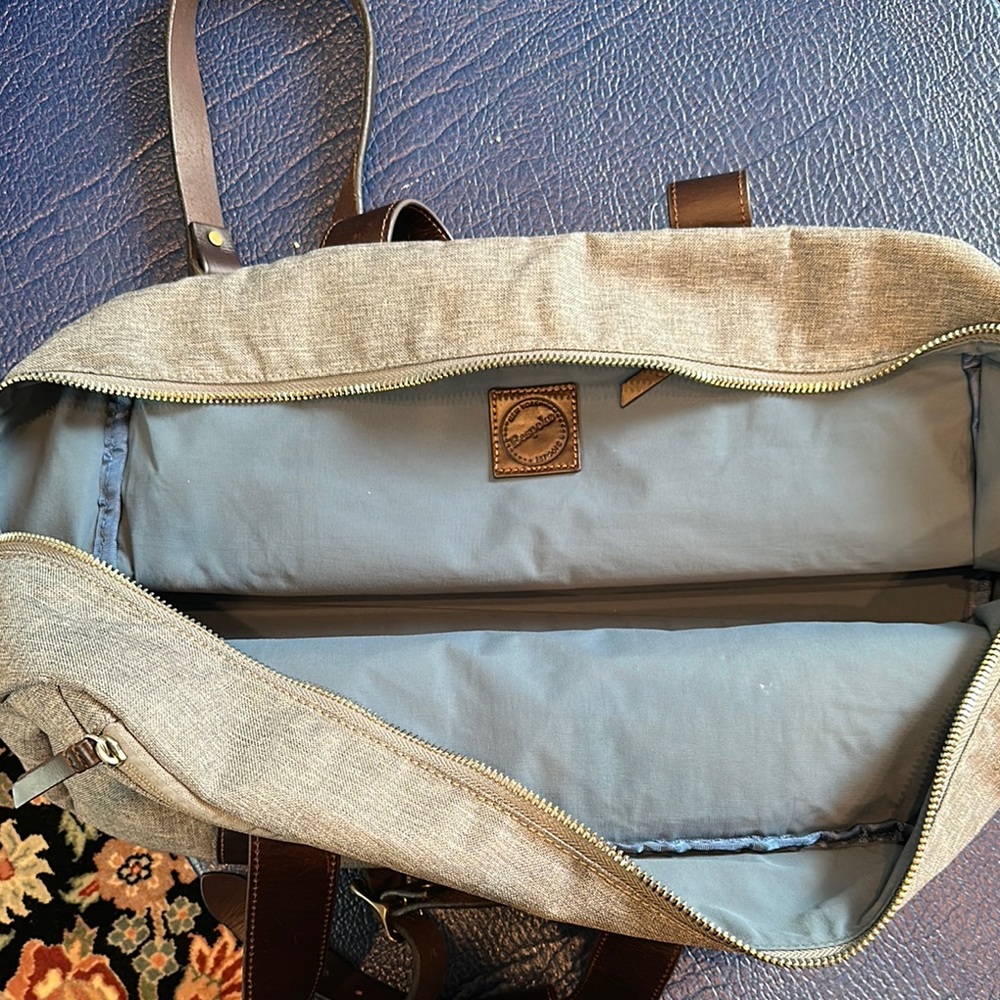 Bespoke Gray and Brown Canvas Duffle